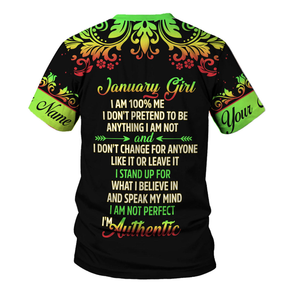 YMskins Personalized Tops January Girl I Am 100% Me All Over Printed