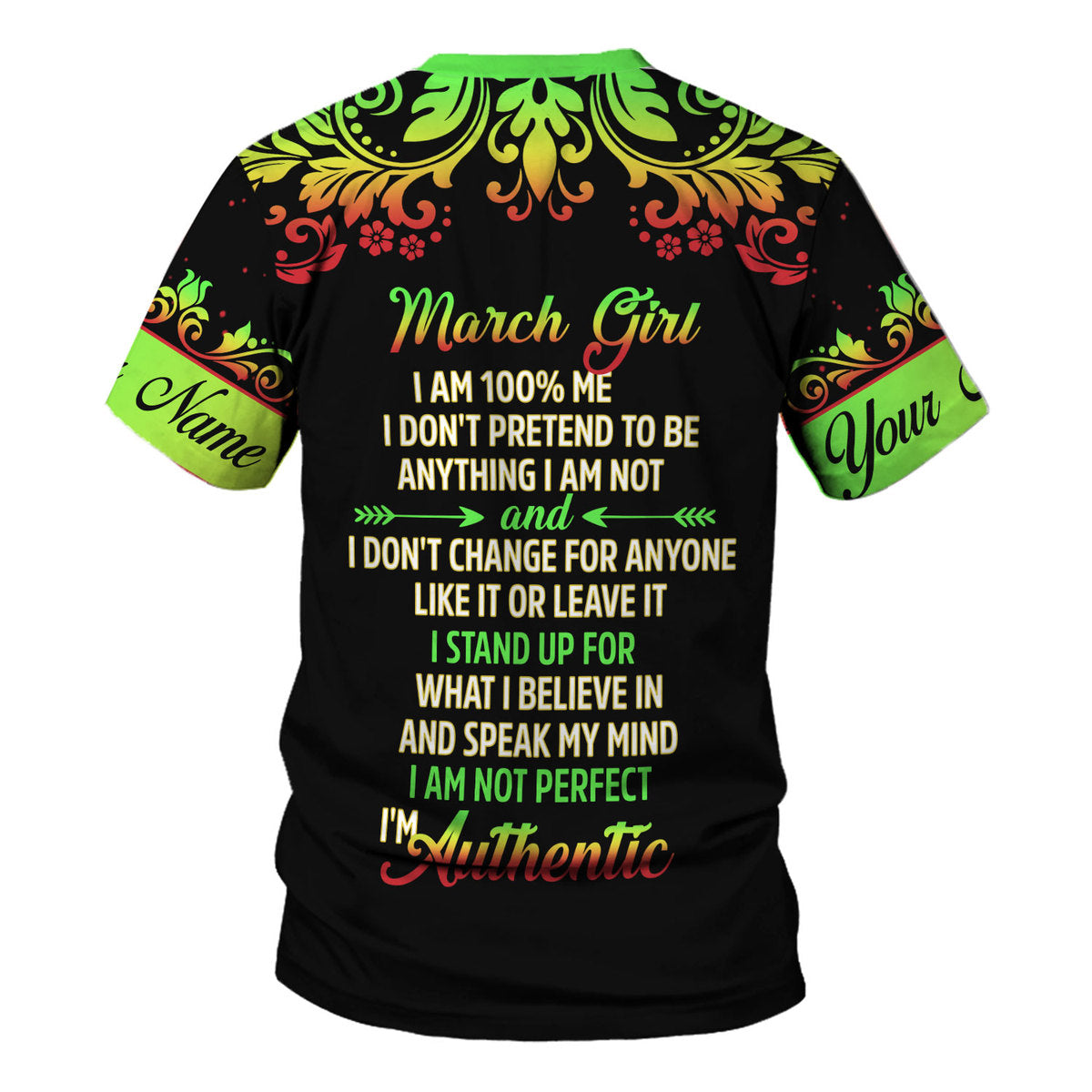 YMskins Personalized Tops March Girl I Am 100% Me All Over Printed