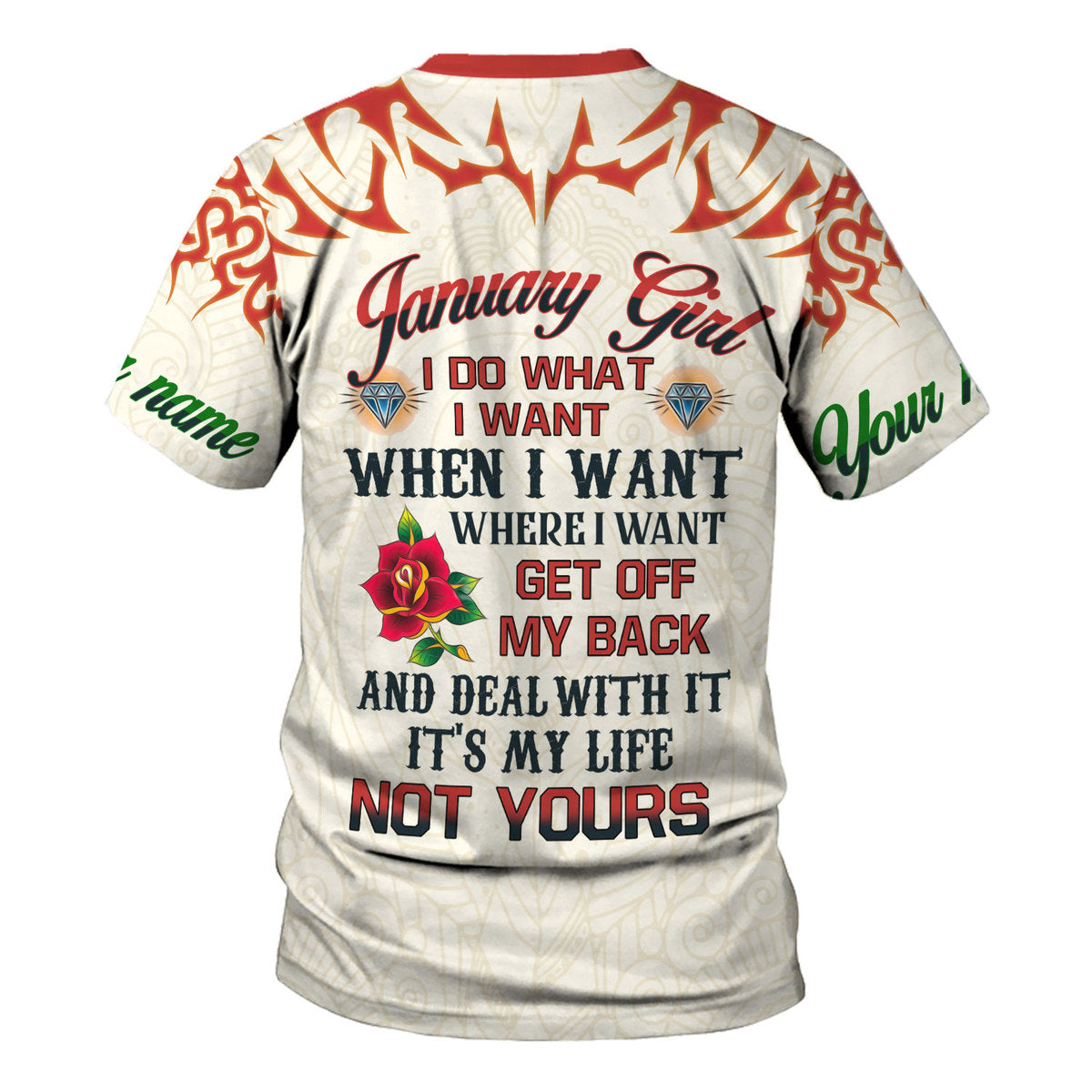 YMskins Personalized T-Shirt January Girl I Do What I Want All Over Printed