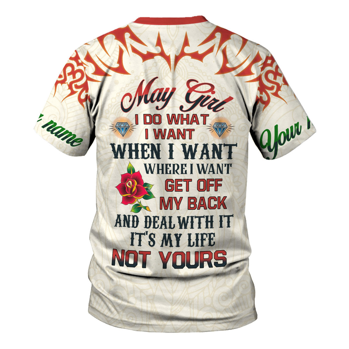 YMskins Personalized T-Shirt May Girl I Do What I Want All Over Printed