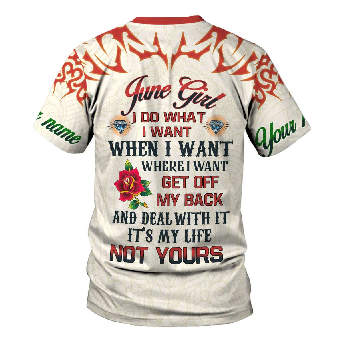 YMskins Personalized T-Shirt June Girl I Do What I Want All Over Printed