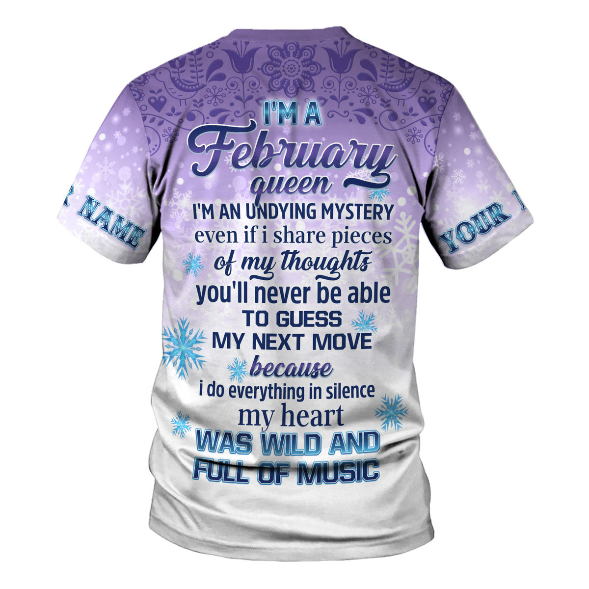 YMskins Personalized T-Shirt I'm A February Queen All Over Printed