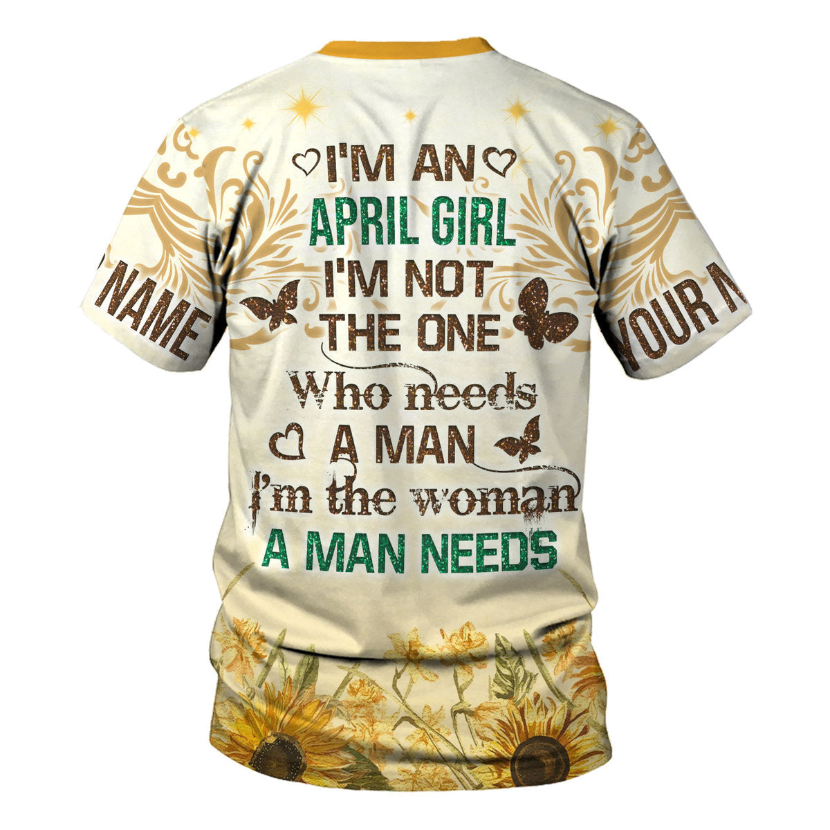 YMskins Personalized T-Shirt April Girl All Over Printed