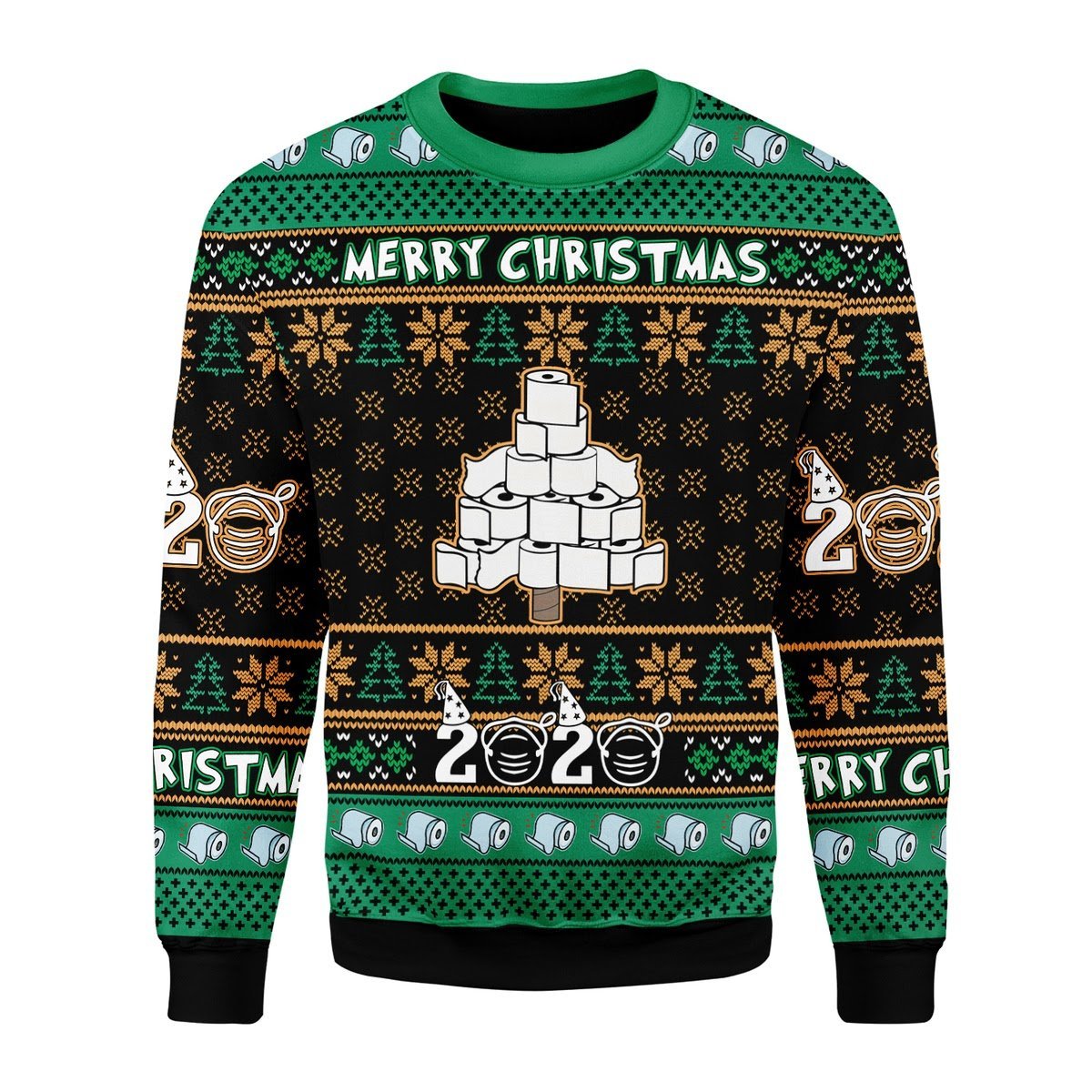 Gearhomies Christmas Unisex Sweater Quarantine Toilet Paper Tree Funny 3D Apparel