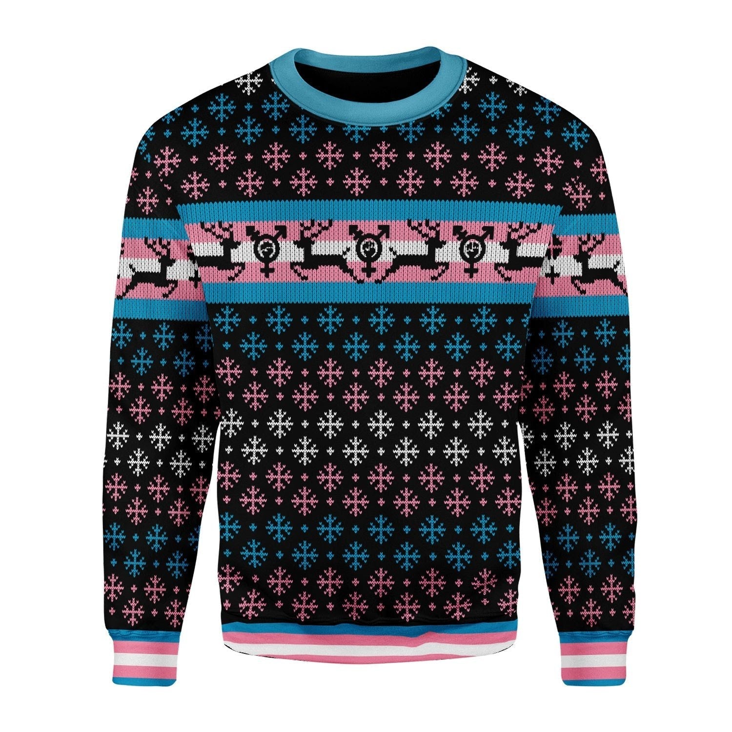 YMskins Christmas Sweater Transgender Pride Flag 3D Apparel