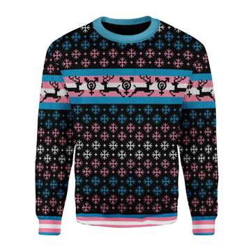 YMskins Christmas Sweater Transgender Pride Flag 3D Apparel