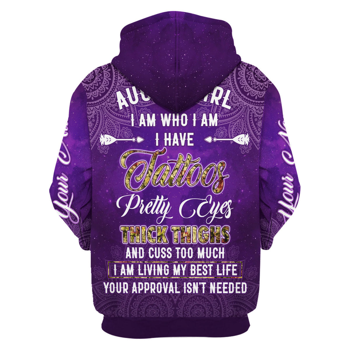 YMskins Personalized Hoodie August Girl I Have Tattoos All Over Printed