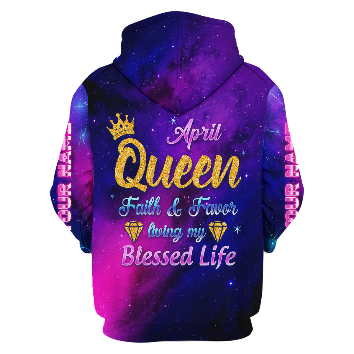 YMskins Personalized Zip Hoodie April Queen All Over Printed