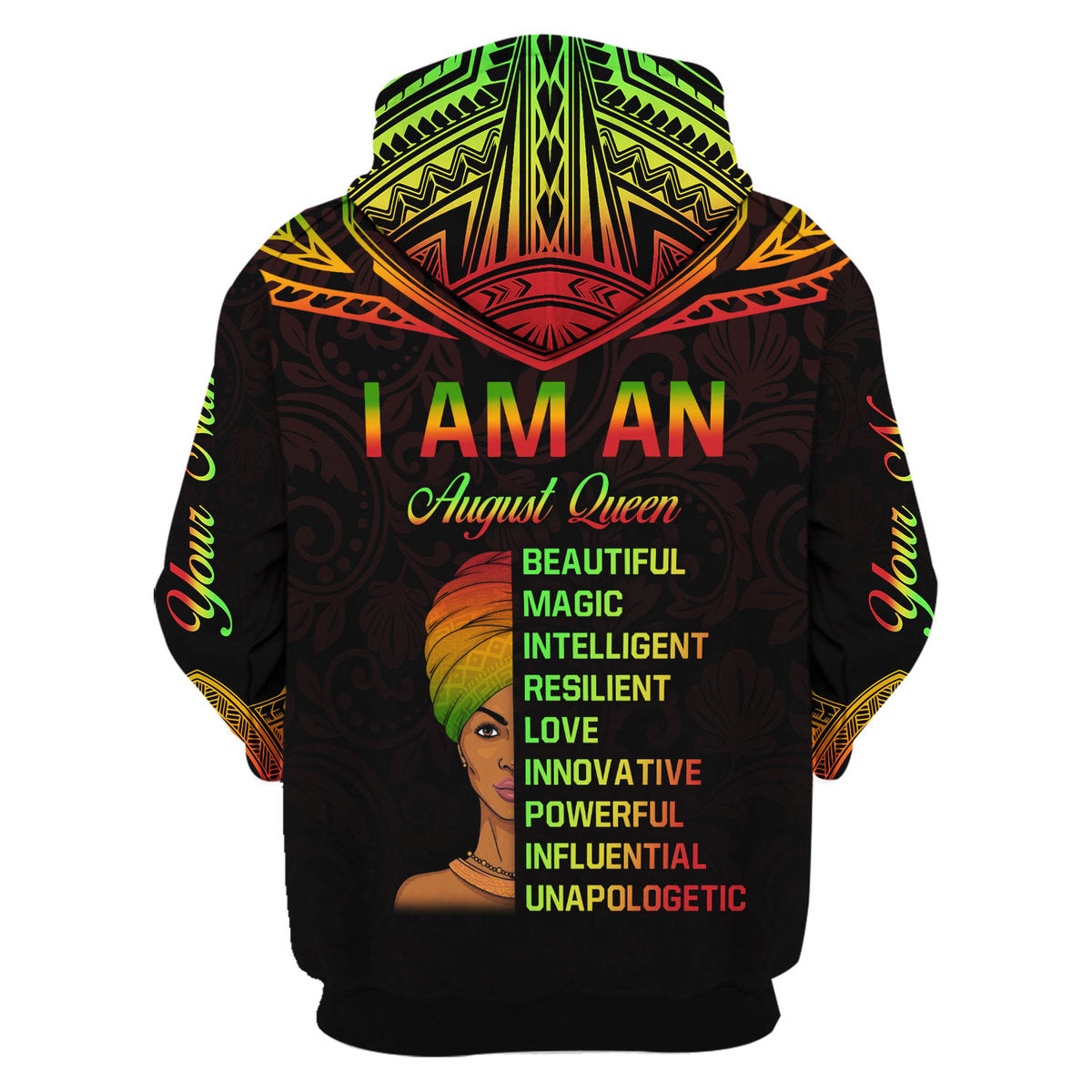 YMskins Personalized Zip Hoodie August Queen All Over Printed