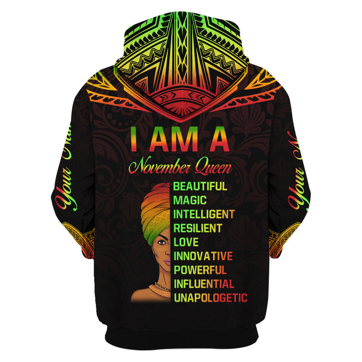 YMskins Personalized Zip Hoodie November Queen All Over Printed