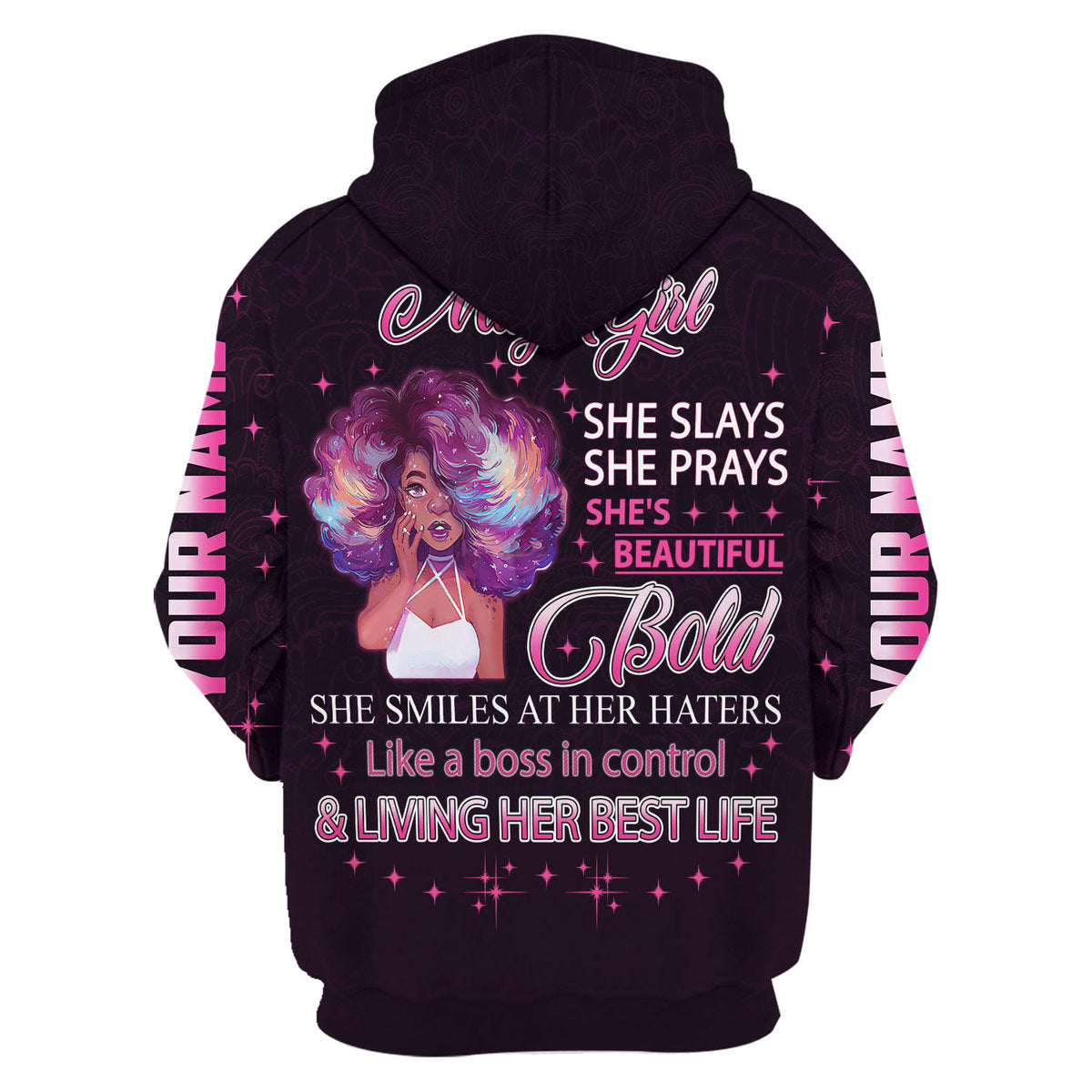 YMskins Personalized Zip Hoodie May Girl She's Beautiful Bold All Over Printed
