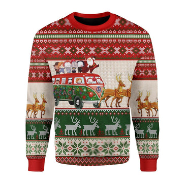 Gearhomies Christmas Unisex Sweater Santa With Horror Characters 3D Apparel