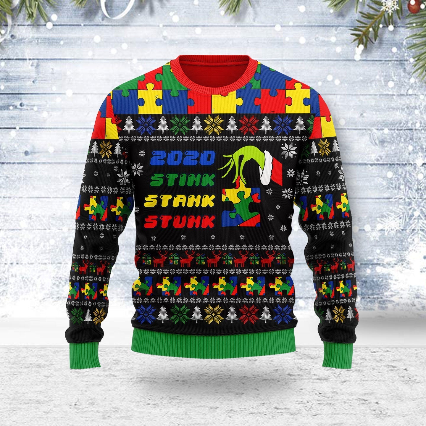 YMskins Ugly Christmas Sweater Stink Stank Stunk Autism 3D Apparel