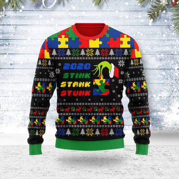 YMskins Ugly Christmas Sweater Stink Stank Stunk Autism 3D Apparel
