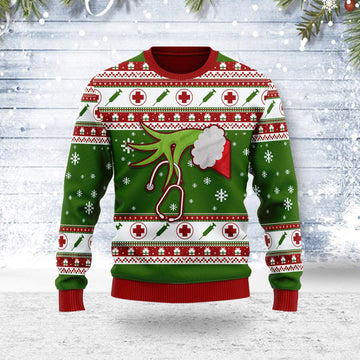 YMskins Ugly Christmas Sweater Grinch Nurse 3D Apparel