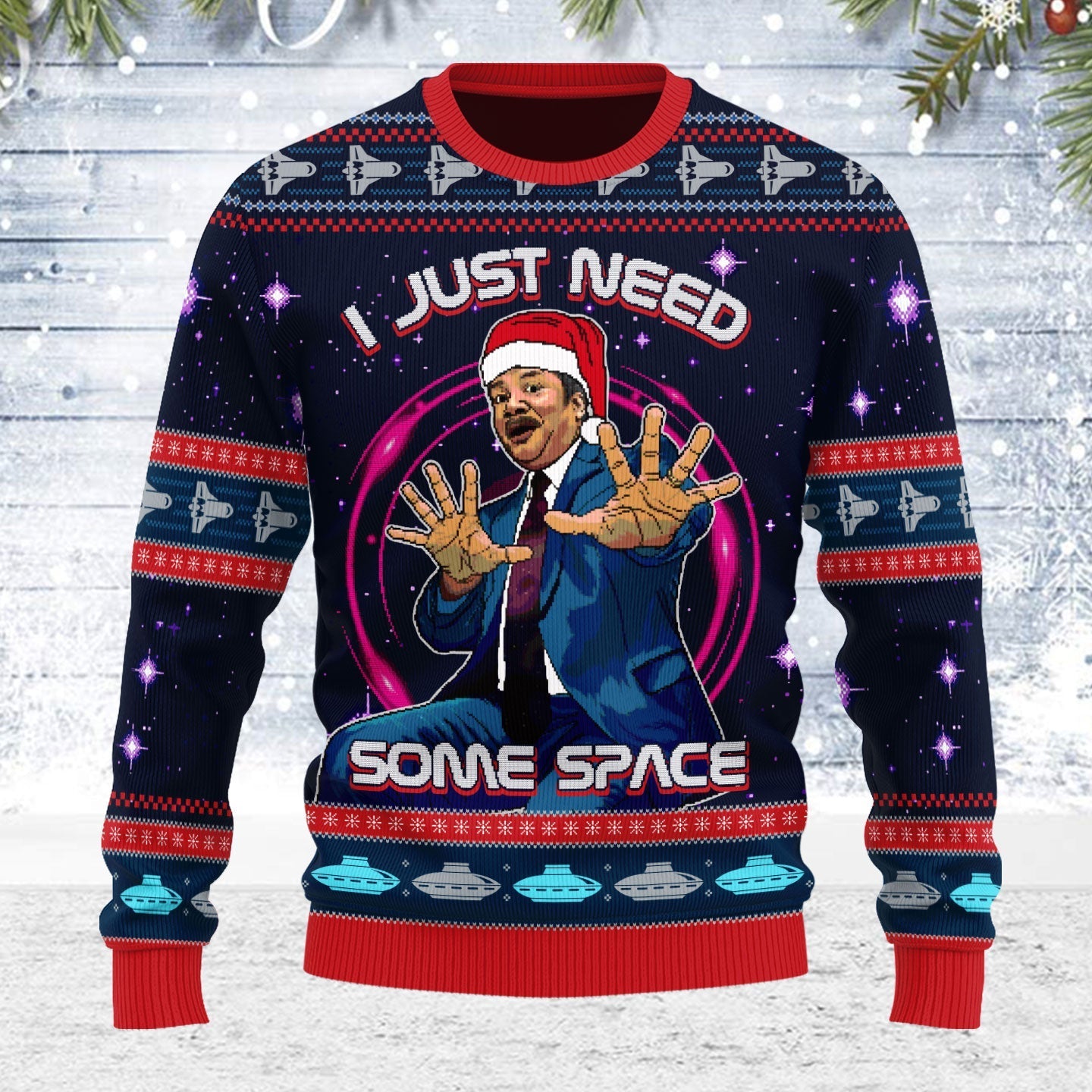 YMskins Ugly Christmas Sweater I Just Need Some Space Science 3D Apparel