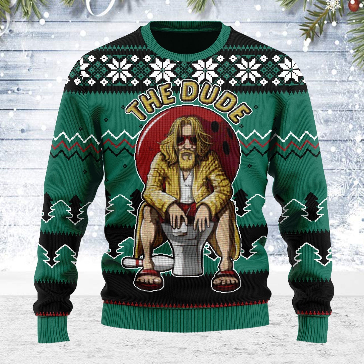 YMskins Ugly Christmas Sweater The Dude 3D Apparel