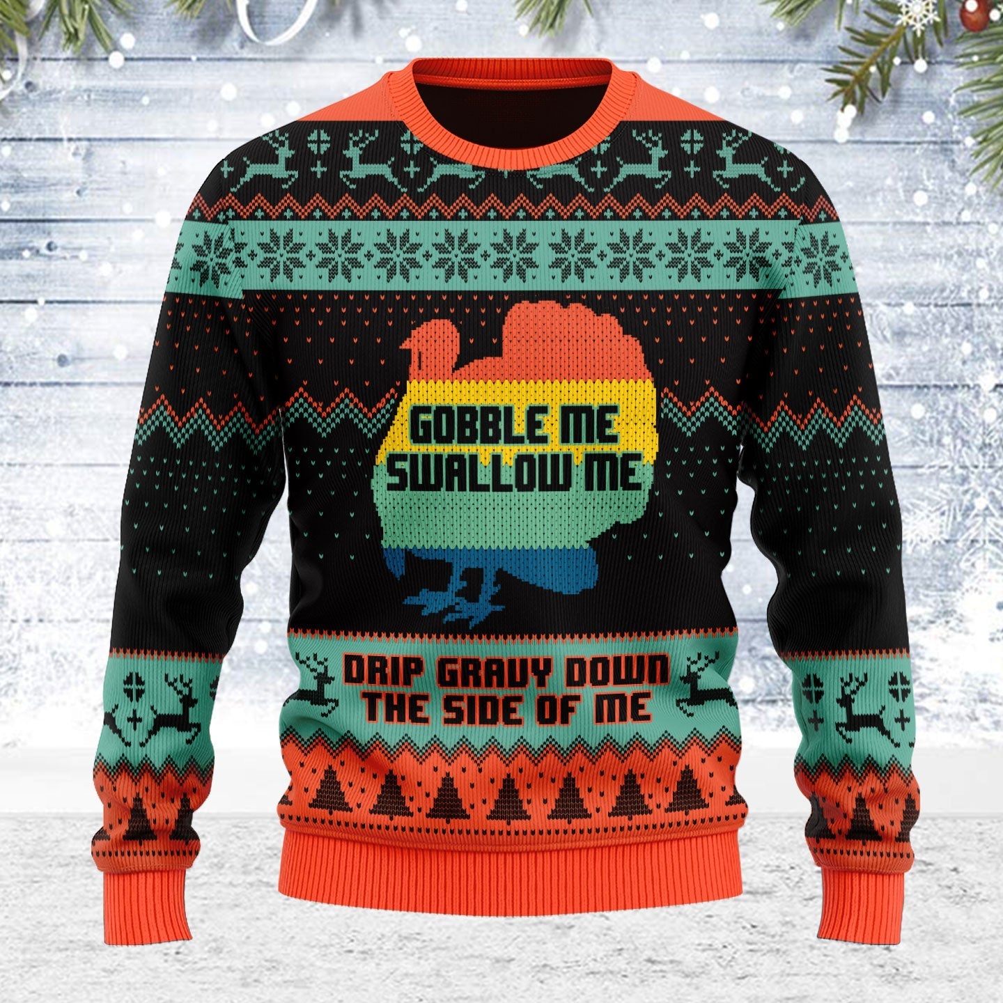 YMskins Ugly Christmas Sweater Gobble Me Swallow Me 3D Apparel
