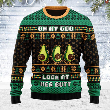 YMskins Ugly Christmas Sweater Oh My God Look At Her Butt 3D Apparel