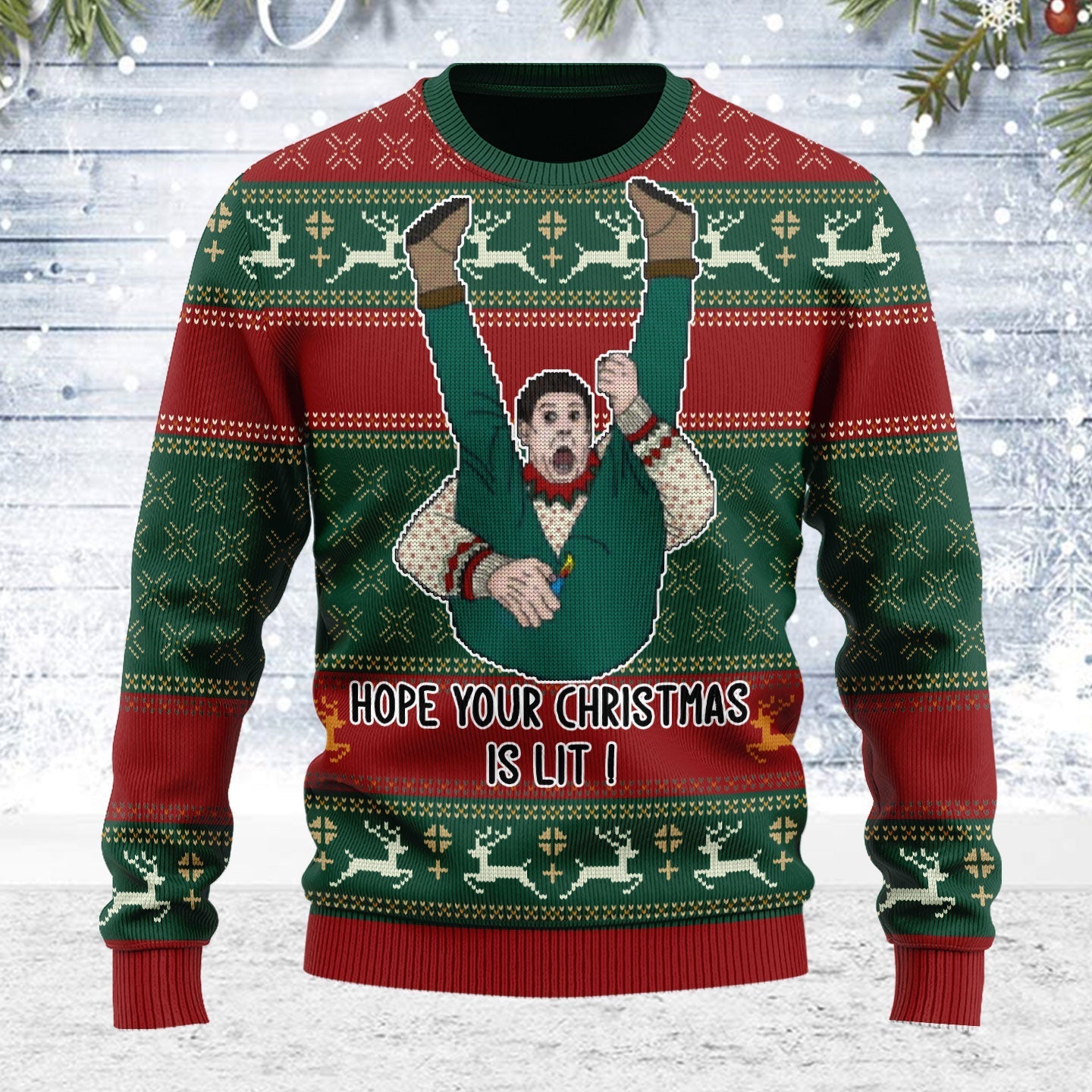 YMskins Ugly Christmas Sweater Hope Your Christmas Is Lit 3D Apparel