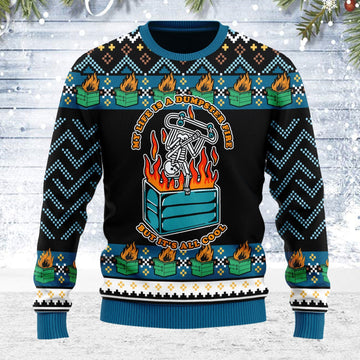 YMskins Ugly Christmas Sweater My Life Is A Dumpster Fire 3D Apparel