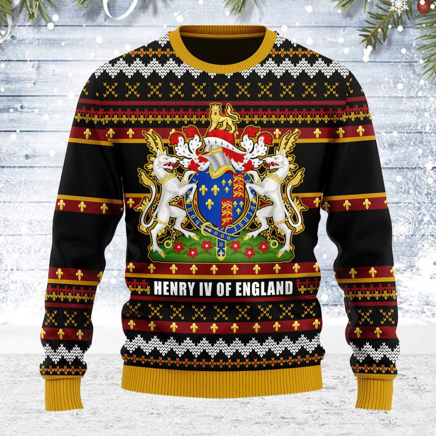 YMskins Ugly Christmas Sweater Coat Of Arms Henry VI 3D Apparel