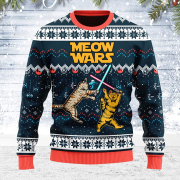 YMskins Ugly Christmas Sweater Meow Wars 3D Apparel