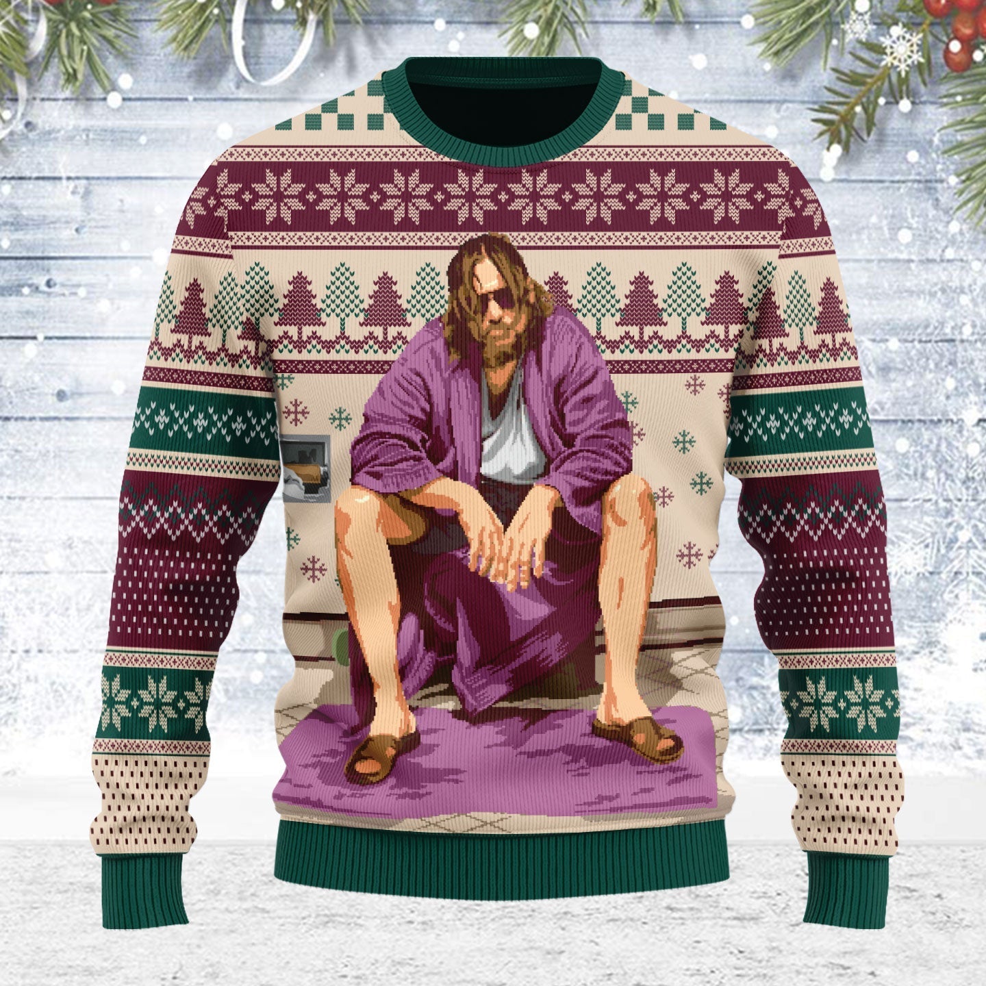 YMskins Ugly Christmas Sweater The Big Lebowski Inspired Bathroom 3D Apparel