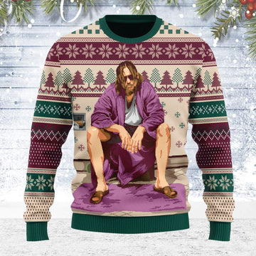 YMskins Ugly Christmas Sweater The Big Lebowski Inspired Bathroom 3D Apparel