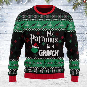 YMskins Ugly Christmas Sweater My Patronus Is A Grinch 3D Apparel
