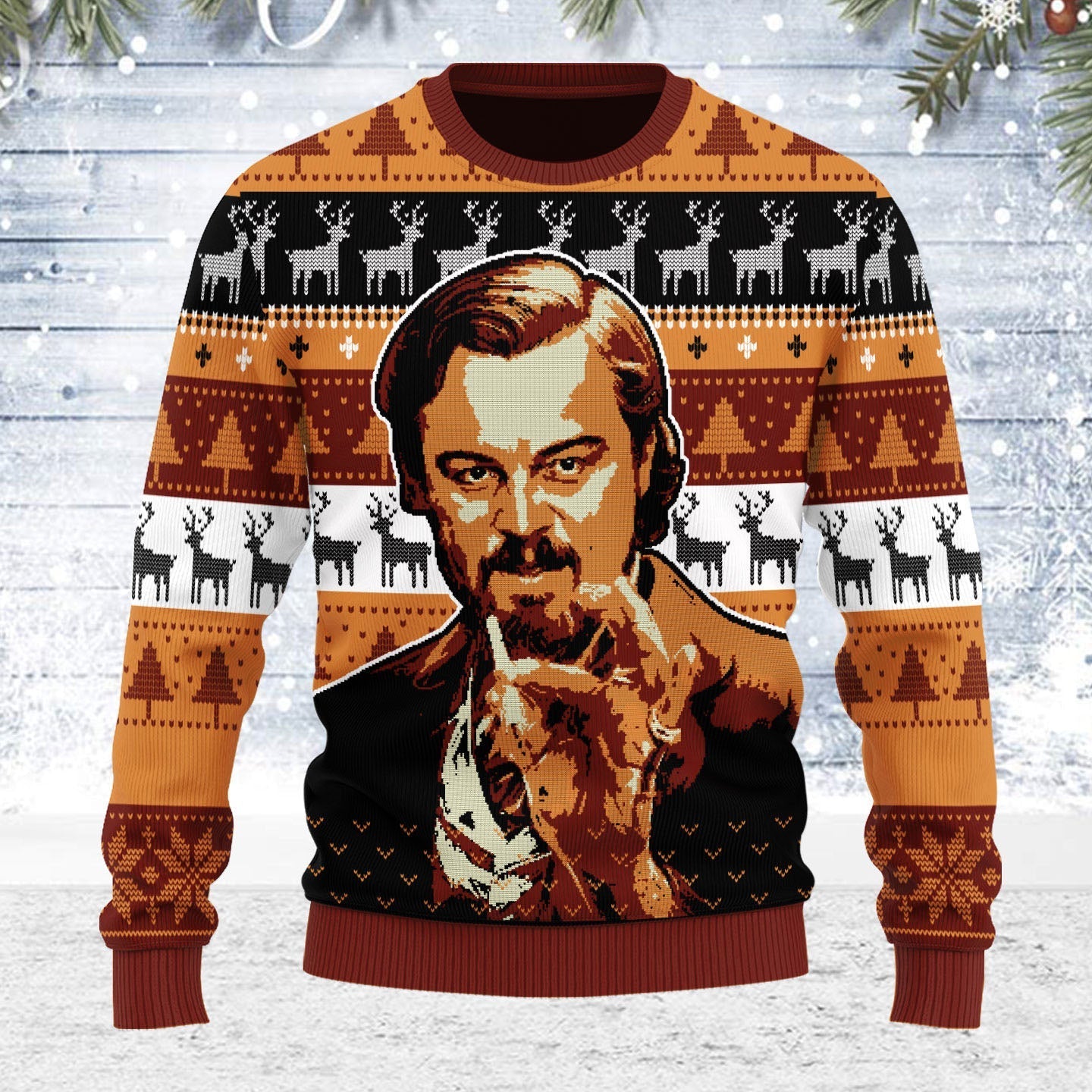 YMskins Ugly Christmas Sweater Leo Pointing 3D Apparel
