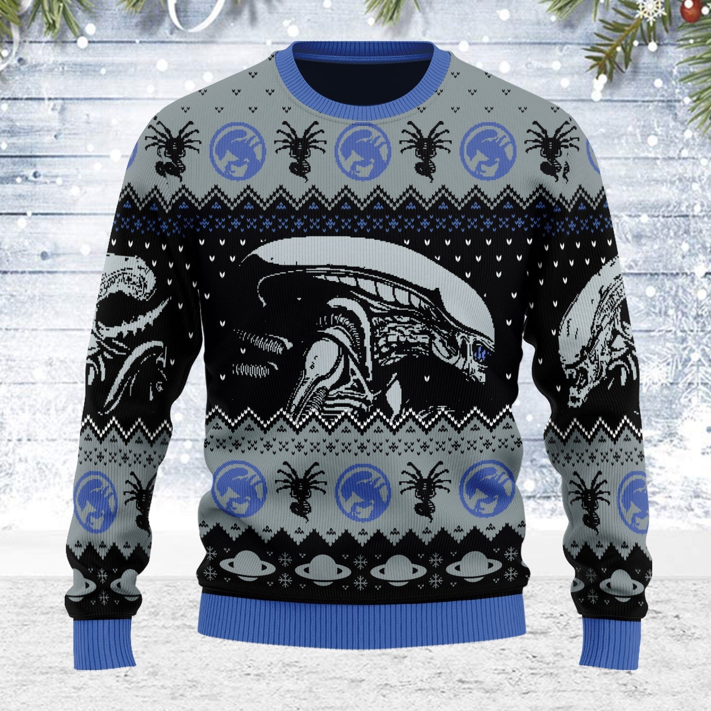 YMskins Ugly Christmas Sweater Alien Movie Xenomorph 3D Apparel