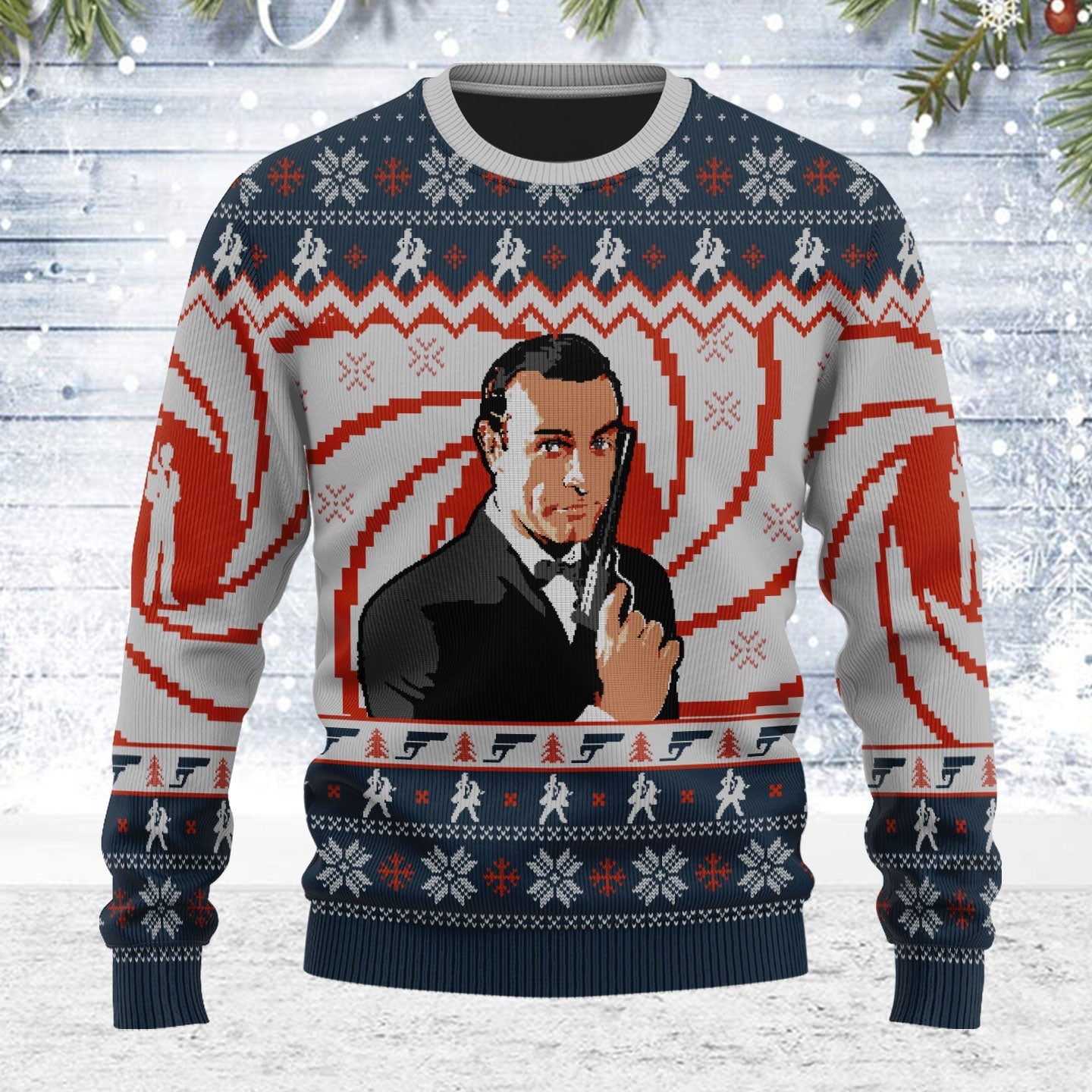 YMskins Ugly Christmas Sweater Sean Connery 3D Apparel