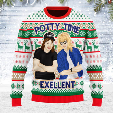 YMskins Ugly Christmas Sweater Potty Time Exellent 3D Apparel