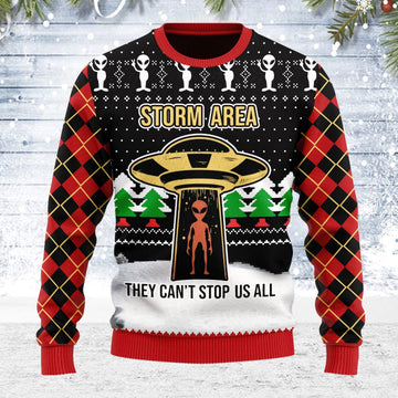YMskins Ugly Christmas Sweater Alien Storm Area They Can't Stop Us All 3D Apparel