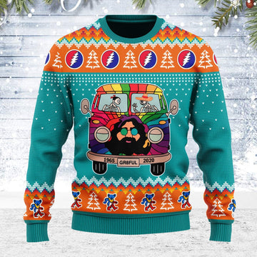 YMskins Ugly Christmas Sweater Grateful Dead Bus 3D Apparel