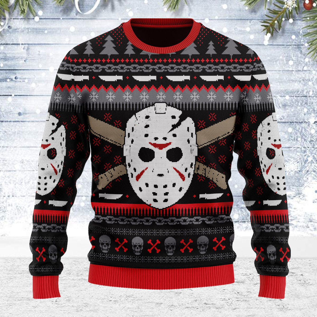 YMskins Ugly Christmas Sweater Friday The 13th 3D Apparel