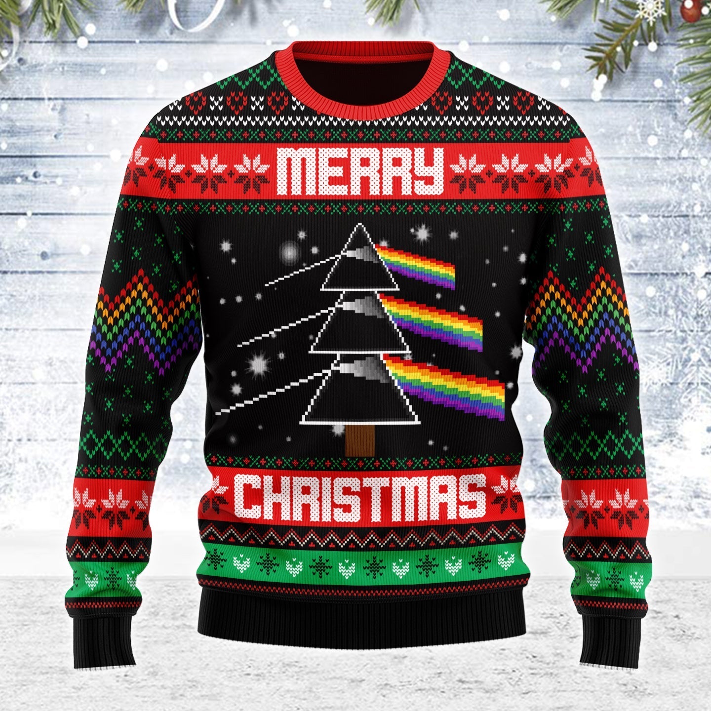 YMskins Ugly Christmas Sweater Merry Christmas Pink Floy 3D Apparel