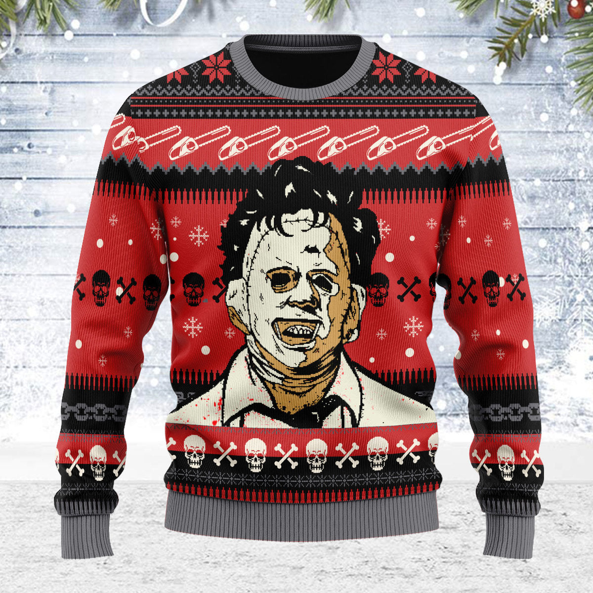 YMskins Ugly Christmas Sweater The Texas Chainsaw Massacre 3D Apparel ymskins-ugly-christmas-sweater-the-texas-chainsaw-massacre-3d-apparel