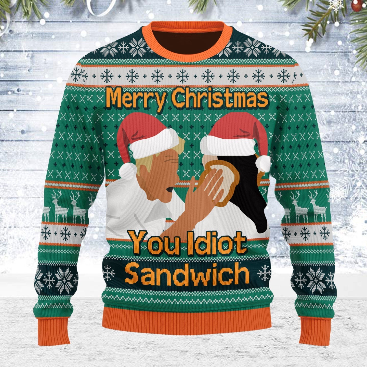 YMskins Ugly Christmas Sweater Merry Christmas You Idiot Sandwich 3D Apparel