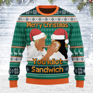 YMskins Ugly Christmas Sweater Merry Christmas You Idiot Sandwich 3D Apparel