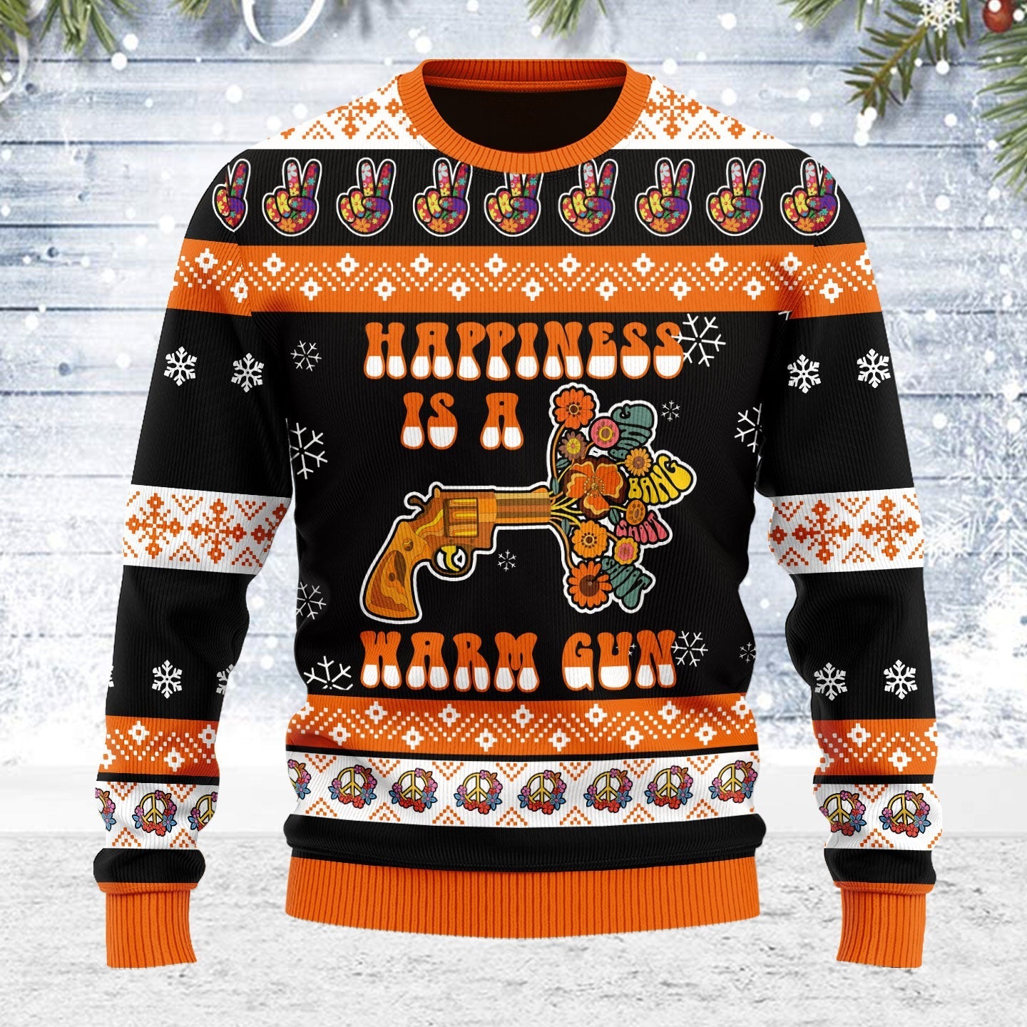 YMskins Ugly Christmas Sweater Happiness Is A Warm Gun 3D Apparel