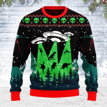 YMskins Ugly Christmas Sweater Dinosaurs UFO Alien 3D Apparel