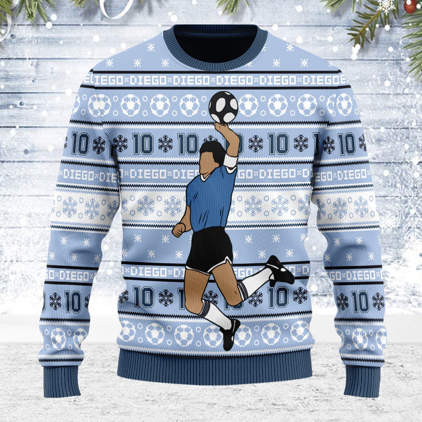 YMskins Ugly Christmas Sweater Number 10 Football Player 3D Apparel