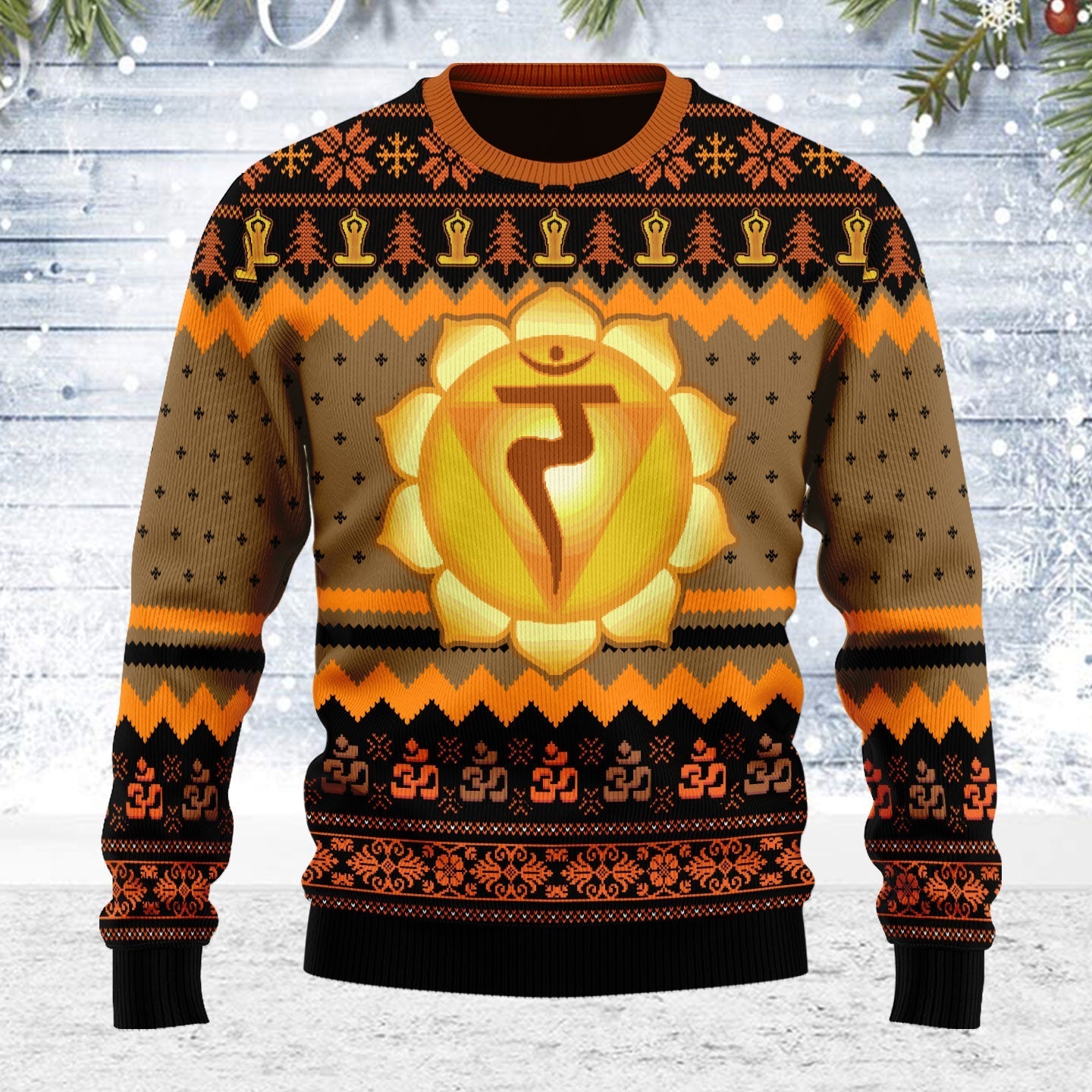 YMskins Ugly Christmas Sweater Solar Plexus Chakra 3D Apparel