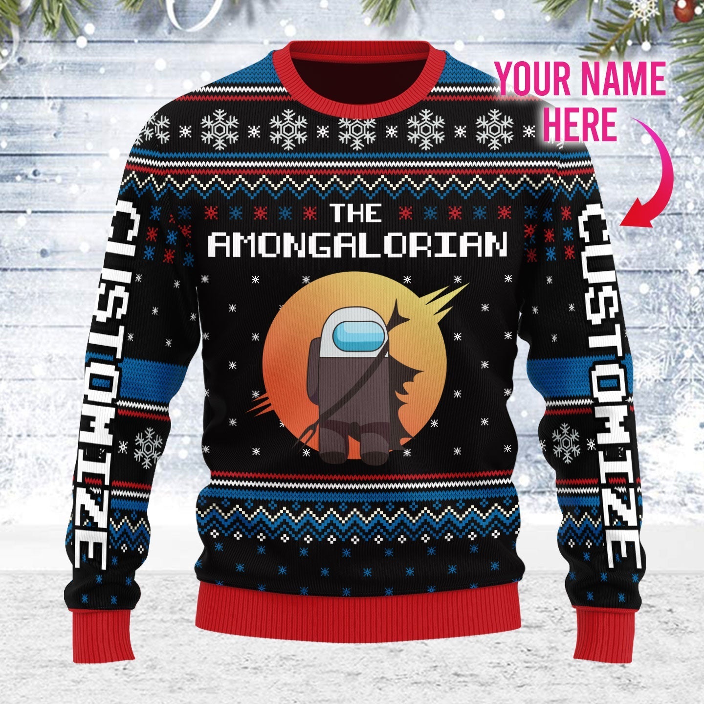 YMskins Ugly Christmas Sweater The Amongalorian Custom Name 3D Apparel
