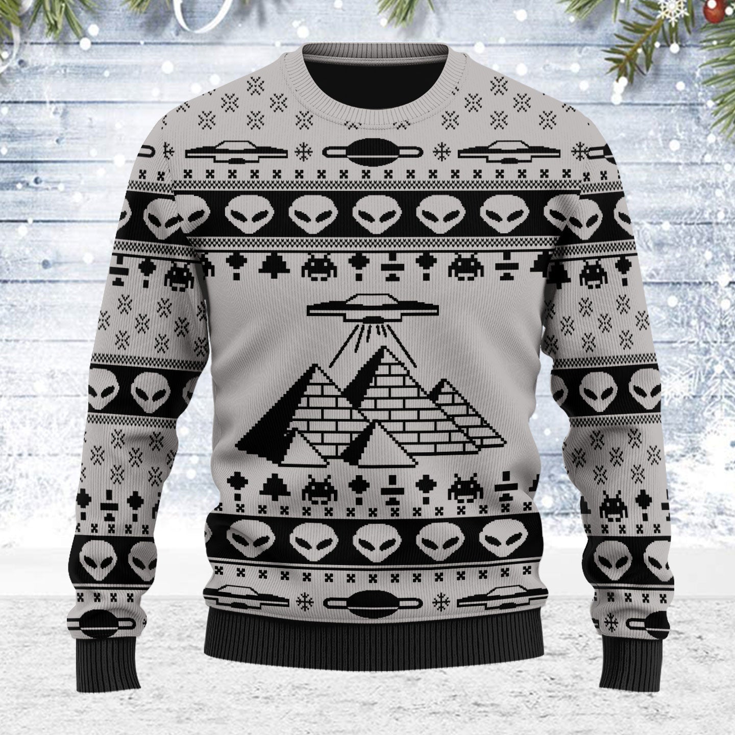 YMskins Ugly Christmas Sweater Ancient Alien Pyramid 3D Apparel