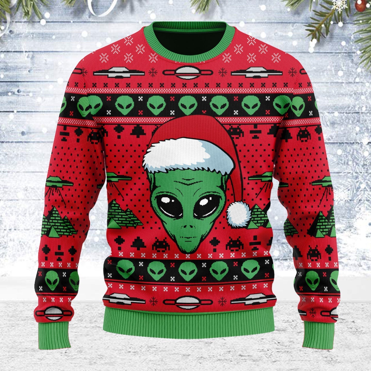 YMskins Ugly Christmas Sweater Alien UFO  3D Apparel