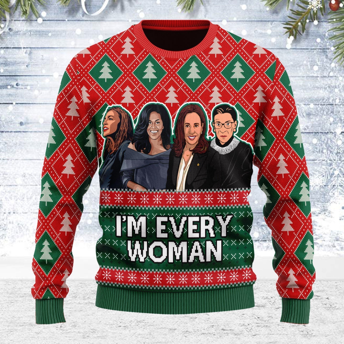 YMskins Ugly Christmas Sweater I'm Every Woman 3D Apparel