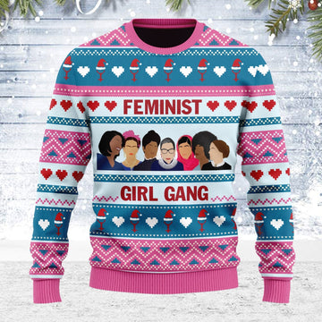 YMskins Ugly Christmas Sweater Feminist Girl Gang 3D Apparel
